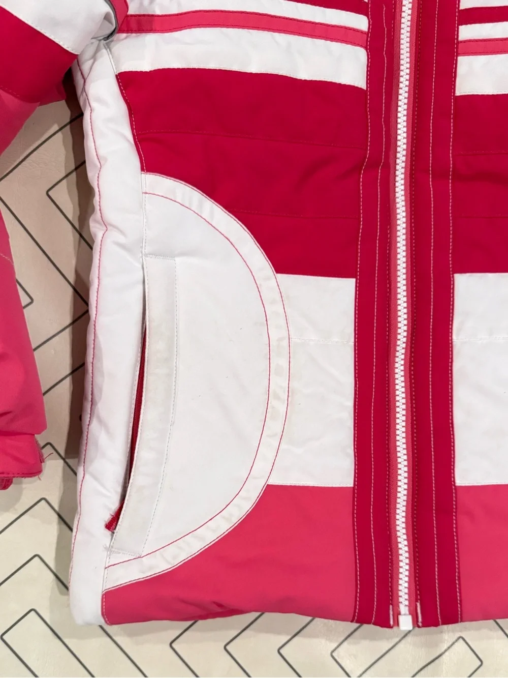 Obermeyer Pink and White Ski Puffer Jacket